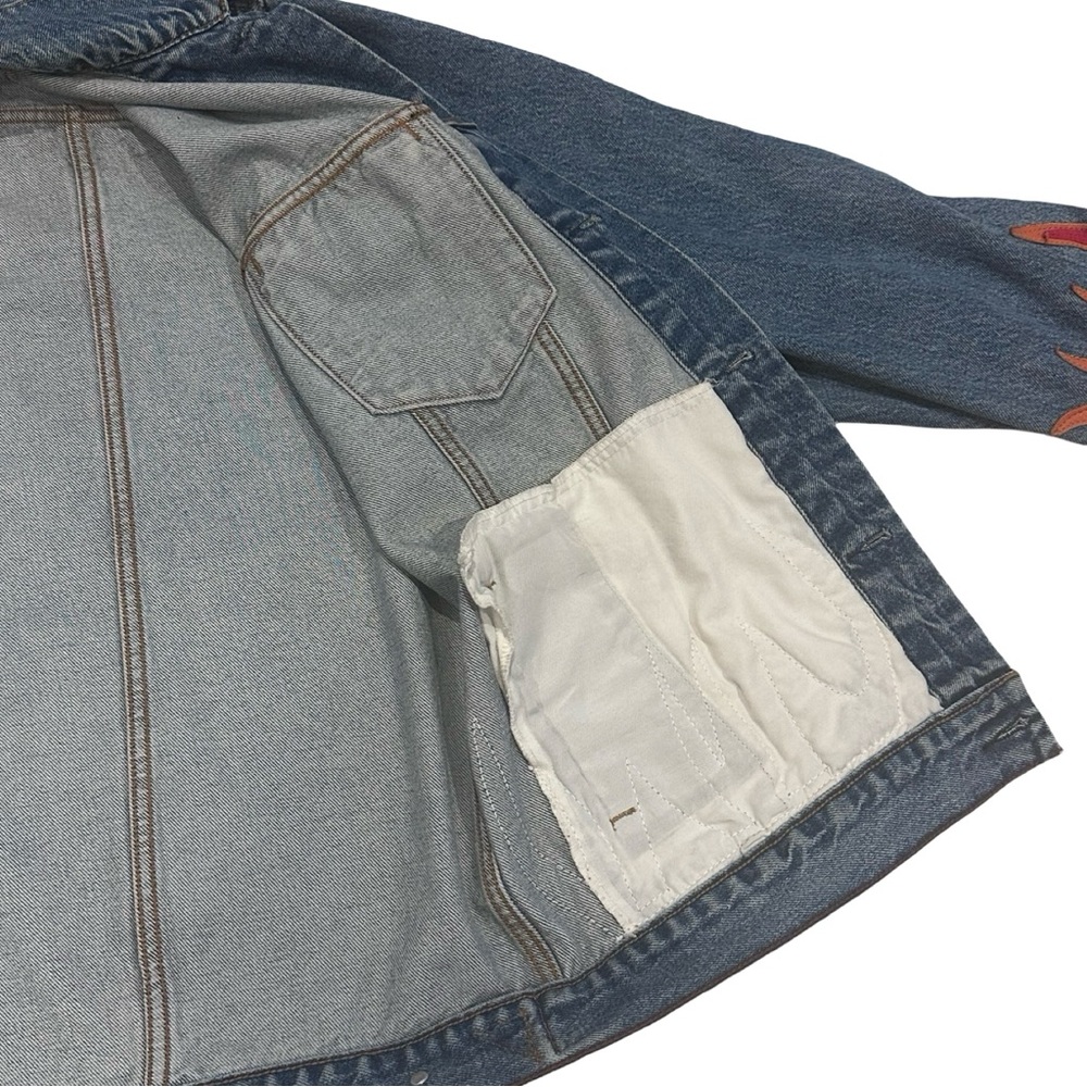 Vintage Reworked Levi Denim Jacket with Flames - gender neutral - Picture 13 of 14